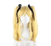 Anime Kakegurui Mary Saotome Meari Blonde Ponytail Hair Heat Resistant Cosplay Wig + Silk Black Ribbon + Wig Cap