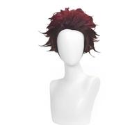 Anime Kamado Tanjirou Cosplay Wig, Short Hair Halloween Costume Party Role Play