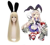 Anime Kantai Collection Shimakaze Cosplay Wigs 100cm Long Gold Heat-resistant Fiber Hairpiece Halloween Party Costume Wig