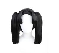 Anime Kanzaki Aoi Cosplay Wig, Black Dual Horsetail Short Hair Halloween Costume Party Role Play