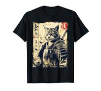 Anime Kawaii Cat Samurai Sword Japanese Tee for Women Men T-Shirt