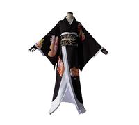Anime Kibutsuji Muzan Cosplay Costume Women Kimono Dress Halloween Party Outfit Set,XL-Black