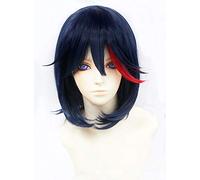 Anime KILL la KILL Matoi Ryuko Cosplay Wigs Short Navy Blue With Red Heat Resistant Synthetic Hair Wig + Wig Cap