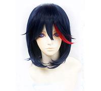 Anime Kill La Kill Matoi Ryuko Short Blue With Red Heat Resistant Hair Cosplay Costume Wig + Wig Cap