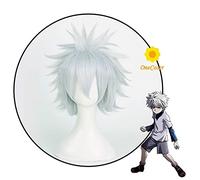 Anime Killua Zoldyck Cosplay Short Silver Wig Heat-resistant Fiber Hair + Wig Cap Halloween Party Men Women