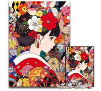 Anime Kimono Girl Flowers 1000 Piece Jigsaw Puzzles for Adults Paper Jigsaw Puzzles Interactive Family Game Brain Challenge Educational Toy 1000 PCS(38x26cm)