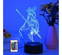 Anime Lamp Xiao Genshin Impact Figure 3D Illusion Night Light for Bedroom Decor, Atmosphere Bedside Kids - Remote Control