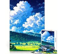 Anime Landscape with Clouds And Fields Jigsaw Puzzles 1000 Pieces for Adults Think Sharper True Detail Home Play Christmas Surprise (38x52cm)