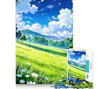 Anime Landscape with Flowers And Sky Jigsaw Puzzles for Adults 1000 Piece Memory Fit Quality Print Home Game Santa Present (38x52cm)