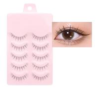Anime Lashes Korean Japanese Look Like Asian Natural Look False Eyelashes Manga Lashes Mink Fluffy Spiky 3D Volume Eyelashes Pack Fake Eyelashes Individual Cluster 5 Pairs