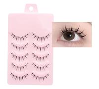 Anime Lashes Korean Japanese Look Like Asian Natural Look False Eyelashes Manga Lashes Mink Fluffy Spiky 3D Volume Eyelashes Pack Fake Eyelashes Individual Cluster 5 Pairs