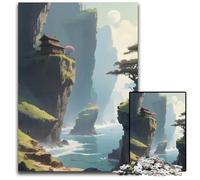 Anime LoFi Landscape of Secluded Mountaintop House Jigsaw Puzzles 1000Pieces for Adults Difficult Puzzles for Adults Perfect for Family Fun on Christmas Thanksgiving Birthdays Easter P