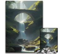 Anime LoFi Landscape of Stone Bridge Waterfall Jigsaw Puzzles for Adults 1000Piece Challenging Puzzles Challenging Brain Teaser Family Activity Home Decor 1000 PCS(75x50cm)