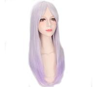 Anime Long Straight Wig With Bangs Harajuku ita Grey Purple Black Red Cosplay Wigs For Women OneSize lightpurple