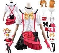Anime Love Honoka Kousaka Cosplay Costume Outfit Sonoda Umi Role Play Uniform Full Set Halloween Party Carnival Dress Up Suit with Wig Earrings Headdress for Women (White, M)