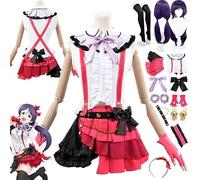 Anime Love N Tojo Cosplay Costume Outfit Honoka Kousaka Role Play Uniform Full Set Halloween Party Carnival Dress Up Suit with Wig Earrings Headdress for Women (White, M)