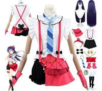 Anime LoveLive Sonoda Umi Cosplay Costume Outfit Kosaka Honoka Role Play Uniform Full Set Halloween Party Carnival Dress Up Suit with Wig Earrings Headdress for Women (White, M)