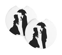 Anime Lovers Silhouette Car Cup Coaster 2 Pack Shockproof Cups Mat Car Cup Holder Pads For Hot Drinks Suv Women 6.9Cm