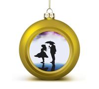Anime Lovers Silhouette Christmas Tree Ornaments 4CM Shatterproof Pc Plastic Balls with Lanyard Baubles Hanging Christmas Ball Ornaments for Xmas Tree Holiday Party Wedding Home Decorations