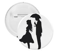 Anime Lovers Silhouette Lapel Pins Round Metal Brooch Badge Cute Tie Tack Pin for Hats, Clothing, Bags Unique Fashion Accessories Gift for Men & Women, 5PCS, tinplate, no gemstone