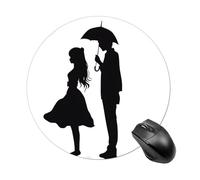Anime Lovers Silhouette Mouse Pad Round Mouse Mat with Non-Slip Rubber Base, Washable Desktop Protection Mat for Home Office Decor Desk Accessories, 7.8inch