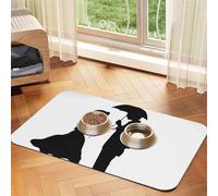 Anime Lovers Silhouette Pet Feeding Mat 40x60cm, Absorbent Dog Mat for Food and Water Bowl, PU Leather Cat Food Mat Waterproof Dog Bowl Mats Quick Dry Pet Placemats-No Stains