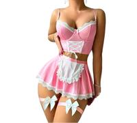 Anime Maid Costume Set - Lace Corset Top, Pleated Skirt, Panties, Garter Leg Band | Kawaii Sexy Cosplay Outfit for Women