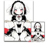 Anime Maid Girl Black Ink 1000Pieces Puzzles for Adults Jigsaw Puzzles for Adults for Birthdays And Holidays 1000 PCS(38x26cm)