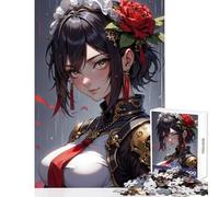 Anime Maid with Rose Jigsaw 1000 Pieces for Teenagers Improve Overall Mental Performance Mindful Soothing Leisure Game (50x75cm)