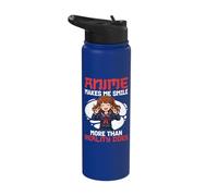 Anime Makes Me Smile More Than Reality Does Otaku Stainless Steel Insulated Water Bottle