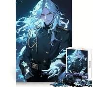 Anime Male Character with White Hair Jigsaw Puzzles 1000 Pieces for Teenagers Brain Skill Smooth Connection Pattern Build Art Decor (38x26cm)