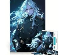 Anime Male Character with White Hair Jigsaw Puzzles 1000 Pieces for Teenagers Brain Skill Smooth Connection Pattern Build Art Decor (38x26cm)