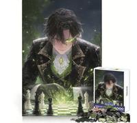 Anime Man Playing Chess with Magic Jigsaw Puzzles 1000 Pieces for Teenagers Brain Skill Smooth Connection Pattern Build Art Decor (38x52cm)