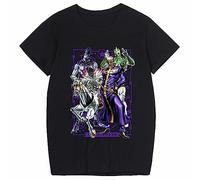 Anime Manga JoJo's Bizarre Adventure Black T-Shirt,Summer Loose Cartoon T-Shirts for Fans Cosplay Or Gift