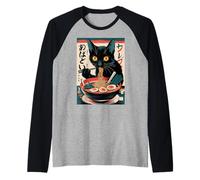 Anime Manga Kawaii Otaku Ramen Cat Funny Gift Raglan Baseball Tee
