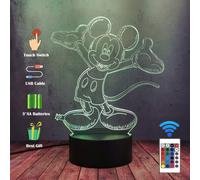 Anime Mickey Minnie Mouse Night Light, 3D LED Illusion Desk Table Lamp with 16 Color Gradient Portable Bedside Touch Remote Lamp Creative Kid Birthday
