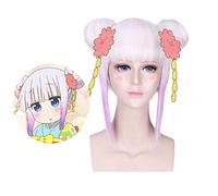 Anime Miss Kobayashi's Dragon Maid Kannakamui Cosplay Wigs Purple Short Hair with Two Buns Party Costume Wigs