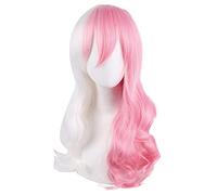 Anime Monomi Cosplay Wig Long Pink and White Wig Synthetic Hair + Wig Cap Party Role Play