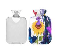 Anime Monsters Sunflower Dark hot Bottle Water Bag with Soft Cover 2L Water Bags for Pain Relief Sore Muscle Bolsa para agua Caliente para Dolor