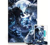 Anime Moonlight Wolf Fight Puzzles for Teenagers 1000 Piece Reason Skill Tension Relief Enjoyable Challenge Home Display (50x75cm)