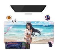 Anime Mouse Mat Rascal Does Not Dream of Bunny Girl Senpai Sakurajima Mai | Giant Washable Mouse Pad XL | Non-Slip Grip + Reinforced Edges (2, 35.4 x 15.7 x 0.12 inches)