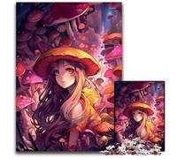 Anime Mushroom Girl 1000 Piece Jigsaw Paper Jigsaw BrainChallenging DIY Decorative Game Family Interactive Toy 1000 PCS(38x26cm)