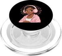 Anime Music Black Girl Anime Merch Afro African American PopSockets PopGrip for MagSafe