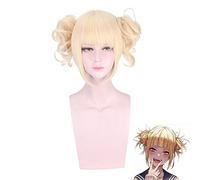 Anime My Boku no Hero Academia Akademia Himiko Toga Short Light Blonde Ponytails Heat Resistant Cosplay Costume Wig+Cap PL-370