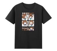 Anime My Deer Friend Nokotan Noko Shikanoko T-Shirt Crewneck Short Sleeve Cotton Tee Men Women Streetwear Tops (4XL,Black)