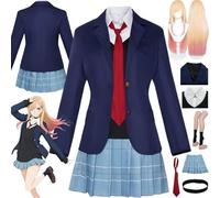 Anime My Dress Up Darling Season 2 Kitagawa Marin Cosplay Costume Outfit Gojo Wakana Role Play Uniform Full Set Halloween Party Carnival Dress Up Suit with Wig for Women (XXXL)