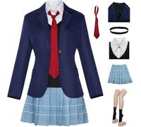Anime My Dress Up Darling Season 2 Kitagawa Marin Cosplay Costume Outfit Role Play Uniform Complete Set Halloween Party Carnival Dress Up Suit with Wig for Women (Blue, M)