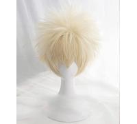 Anime My Hero Academia Baku No Hero Bakugou Katsuki Bakugo Short Linen Blonde Heat Resistant Cosplay Costume Wig + Wig Cap