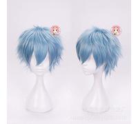 Anime My Hero Academia Boku No Hiro Akademia Shigaraki Tomura Wigs Short Gray Blue Mixed Curly Cosplay Wig + Wig Cap