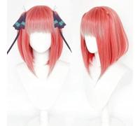 Anime Nakano Nino Cosplay Wig, Pink Bob Short Hair Wigs, Halloween Costume Party Accessories